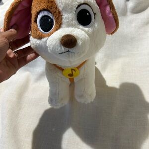 Plush Dog Toy with Brown and White Fur